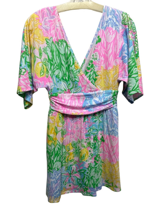 Lilly Pulitzer Size XS Yellow, Pink, Multi Rayon & Elastane 1/2 Sleeve Dress Yellow, Pink, Multi / XS