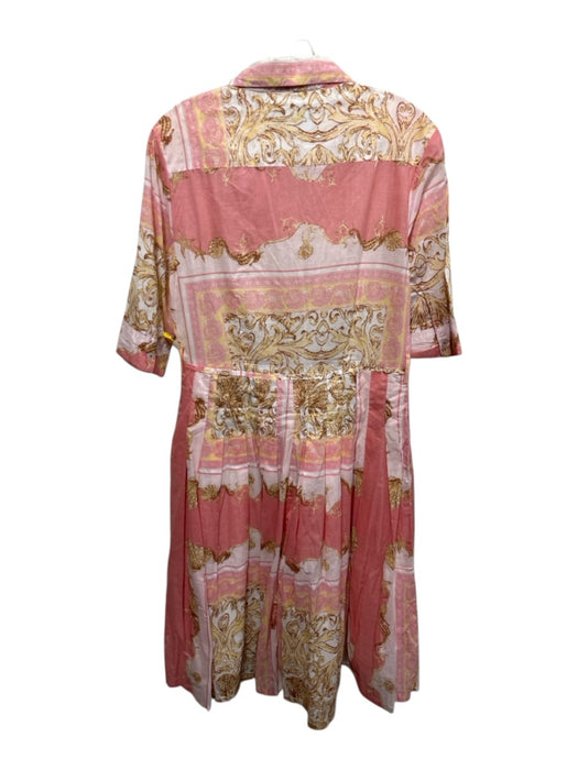 Dizzy Lizzie Size S Pink, Yellow, White Cotton Short Sleeve Abstract Print Dress Pink, Yellow, White / S
