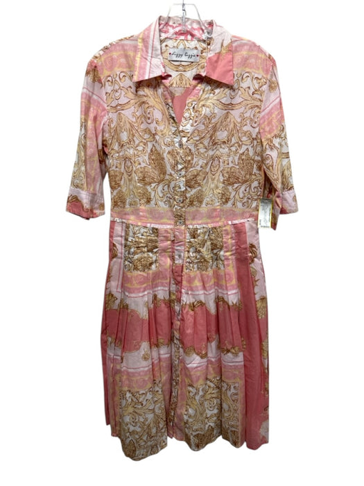 Dizzy Lizzie Size S Pink, Yellow, White Cotton Short Sleeve Abstract Print Dress Pink, Yellow, White / S