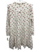 Pink Chicken Size S White & Brown Cotton Long Sleeve Horse Print Buttons Dress White & Brown / S
