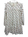 Pink Chicken Size S White & Brown Cotton Long Sleeve Horse Print Buttons Dress White & Brown / S
