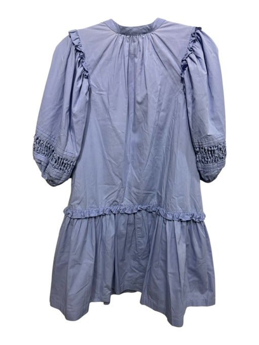 Cleobella Size S Slate Blue Cotton Short Puff Sleeve Pintuck Buttons Mini Dress Slate Blue / S