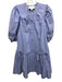 Cleobella Size S Slate Blue Cotton Short Puff Sleeve Pintuck Buttons Mini Dress Slate Blue / S