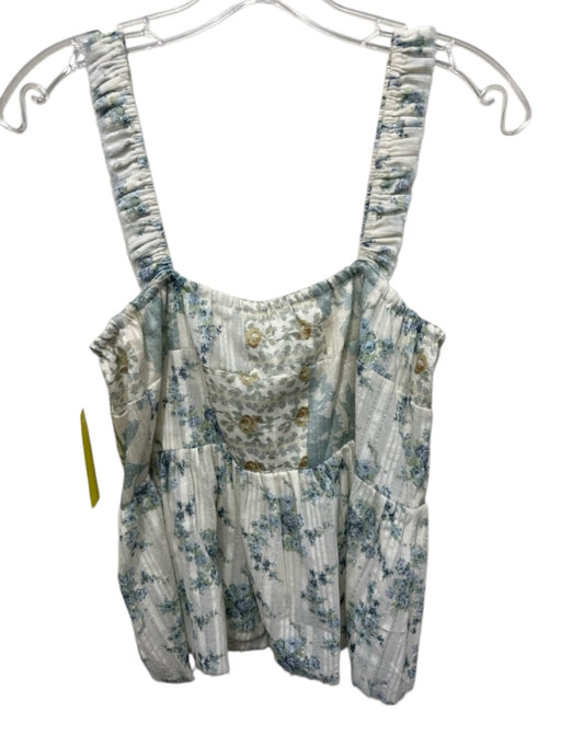 Love Shack Fancy Size One Size Blue, Beige, White Sleeveless Tank Ruffles Top Blue, Beige, White / One Size