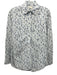 Ann Mashburn Size XS White & Blue Cotton Long Sleeve Floral Print Blouse Top White & Blue / XS
