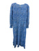 Pink City Prints Size S Blue & White Cotton Long puff sleeve Floral Print Dress Blue & White / S