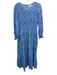 Pink City Prints Size S Blue & White Cotton Long puff sleeve Floral Print Dress Blue & White / S