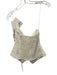 Mariacher Size XS White Linen Strapless Buttons Smocked Back Top White / XS