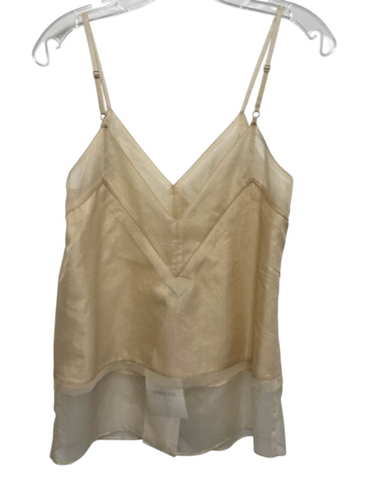 Mariacher Size XS Cream Viscose Spaghetti Strap V Neck Sheer Overlay Top Cream / XS