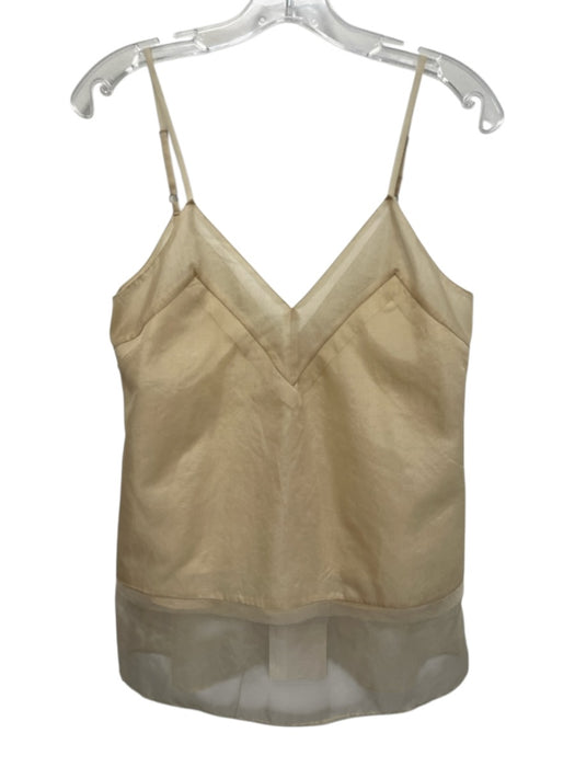 Mariacher Size XS Cream Viscose Spaghetti Strap V Neck Sheer Overlay Top Cream / XS
