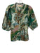 Las Surenas Size XS Green, Blue, Brown Cotton & Linen Short Puff Sleeve Top Green, Blue, Brown / XS