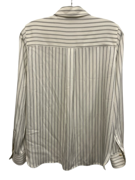Vince Size S White & Black Silk & Spandex Long Sleeve Stripe Buttons Blouse Top White & Black / S