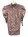 Andion Size S Pink, Red, Blue Cotton Short Puff Sleeve Floral Print Buttons Top Pink, Red, Blue / S