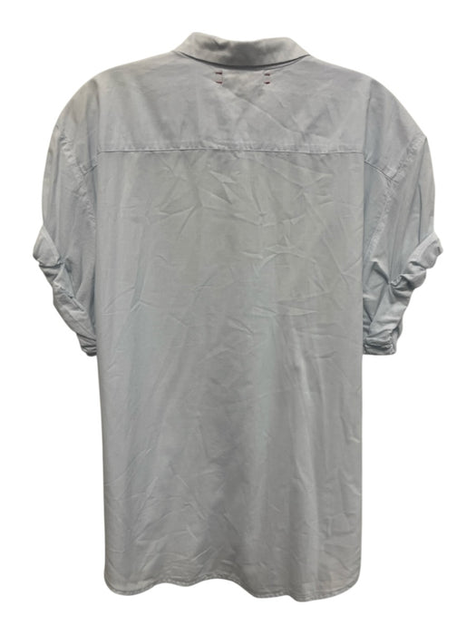 XiRENA Size S Light Blue Cotton Short Sleeve Buttons Blouse Top Light Blue / S