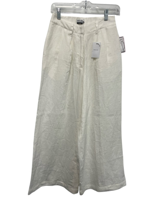 Mariacher Size XS White Linen Zip Fly High Rise Extra Wide Leg Pants White / XS