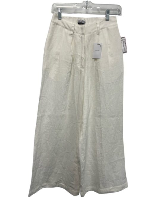 Mariacher Size XS White Linen Zip Fly High Rise Extra Wide Leg Pants White / XS
