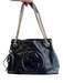Gucci Black Patent Leather Gold Chain Detail Interlocking GG Tassel Bag Black / Medium