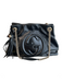 Gucci Black Patent Leather Gold Chain Detail Interlocking GG Tassel Bag Black / Medium