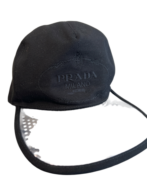 Prada Black Cotton Monogram Clear Visor Baseball Cap Hat Black / L