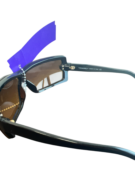 Chanel Black Plastic Brown Gradient Interlocking CC No Case Incl. Sunglasses Black