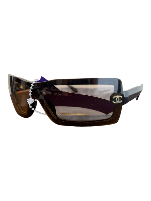 Chanel Black Plastic Brown Gradient Interlocking CC No Case Incl. Sunglasses Black