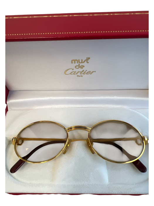 Cartier Gold Plated Metal Oval Light lens Sunglasses Gold Plated