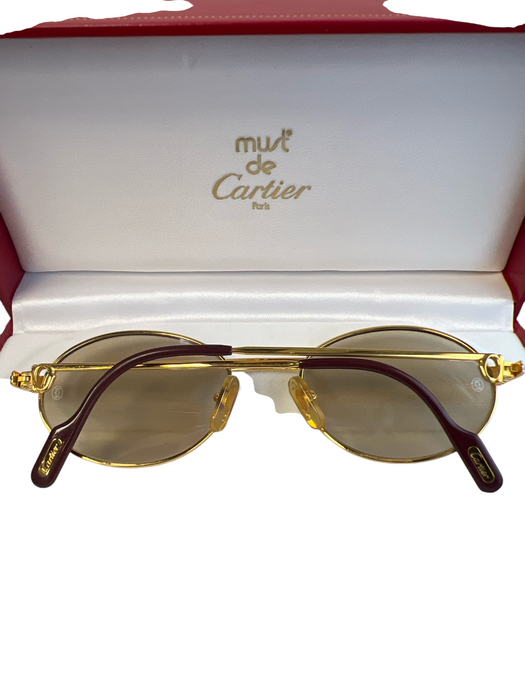 Cartier Gold Plated Metal Oval Light lens Sunglasses Gold Plated