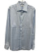 Suitsupply Size 16 Blue & White Cotton All Over Print Men's Long Sleeve Shirt Blue & White / 16
