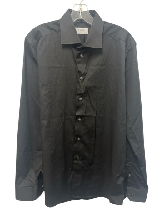 Eton Size 16 Black Cotton Solid Button Down Men's Long Sleeve Shirt Black / 16
