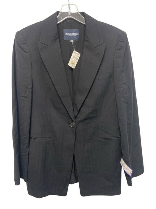 Giorgio Armani Size 44 Black Viscose & wool Single Button Lapel Blazer Jacket Black / 44