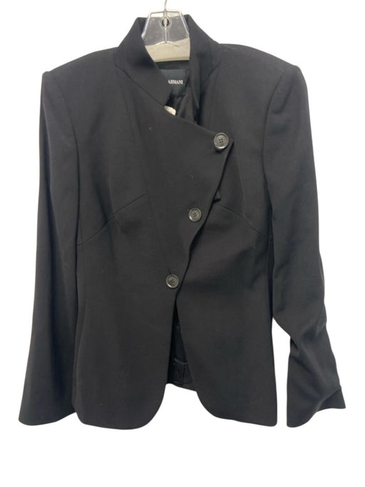 Giorgio Armani Size 44 Black Wool & Polyamide Lapels Buttons Blazer Jacket Black / 44