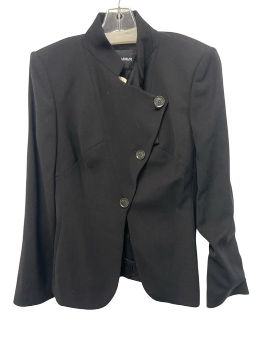 Giorgio Armani Size 44 Black Wool & Polyamide Lapels Buttons Blazer Jacket Black / 44