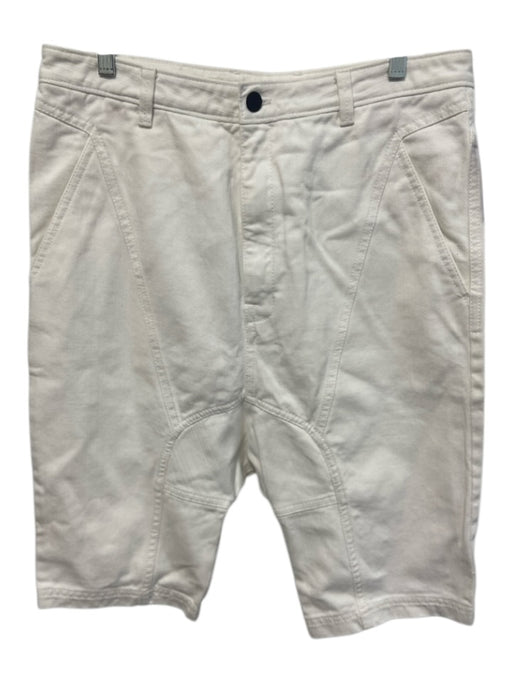 Helmut Lang Size M White Cotton Denim Zip Fly High Rise Gusset Shorts White / M