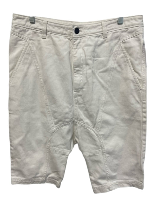 Helmut Lang Size M White Cotton Denim Zip Fly High Rise Gusset Shorts White / M