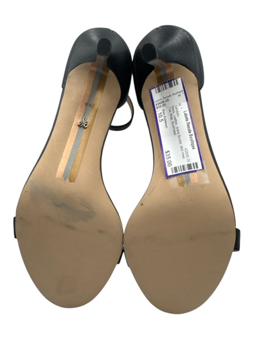 Sam Edelman Shoe Size 10.5 Black Leather Ankle Buckle Midi Heel Sandals Black / 10.5