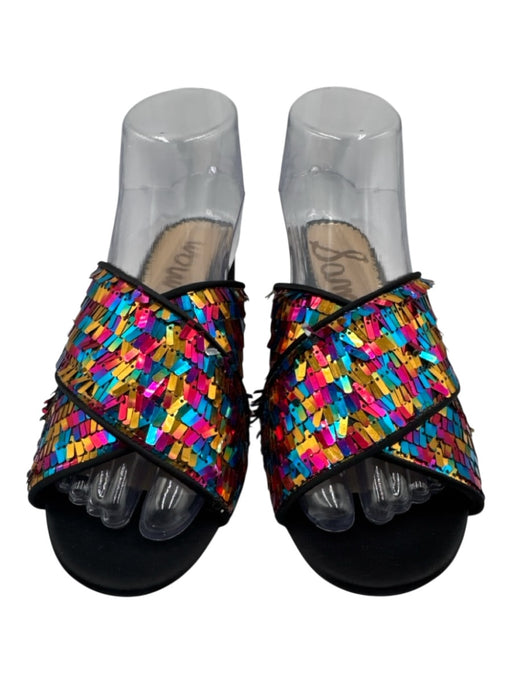 Sam Edelman Shoe Size 7.5 pink, yellow, blue Sequin Criss Cross Rainbow Sandals Pink, Yellow, Blue / 7.5