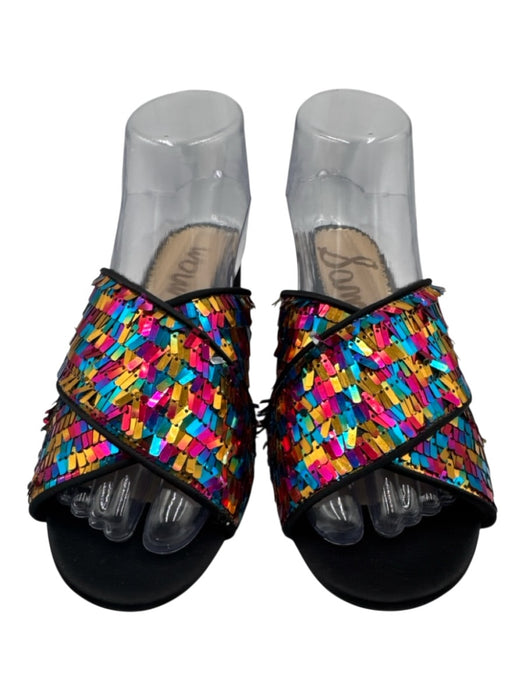 Sam Edelman Shoe Size 7.5 pink, yellow, blue Sequin Criss Cross Rainbow Sandals Pink, Yellow, Blue / 7.5