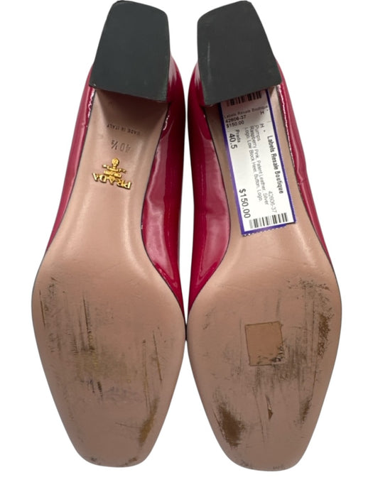 Prada Shoe Size 40.5 Raspberry Pink Patent Leather Silver Logo Button Logo Pumps Raspberry Pink / 40.5