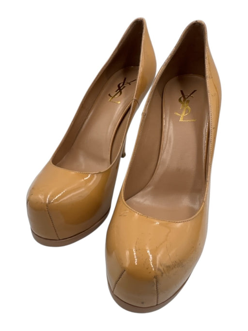 Saint Laurent Shoe Size 38.5 Beige Brown Patent Leather Almond Toe Pumps Beige Brown / 38.5