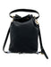 Prada Black & Gold Canvas Leather trim bucket Drawstring Zip Pocket Bag Black & Gold / Small