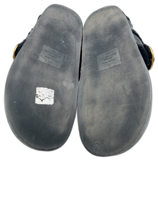 Valentino Garavani Shoe Size 39 Black & Gold Leather Upper Shearling Lined Flats Black & Gold / 39