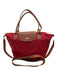 Longchamp Red & Brown Nylon Crossbody Button Close Zip Leather Accents Bag Red & Brown / S