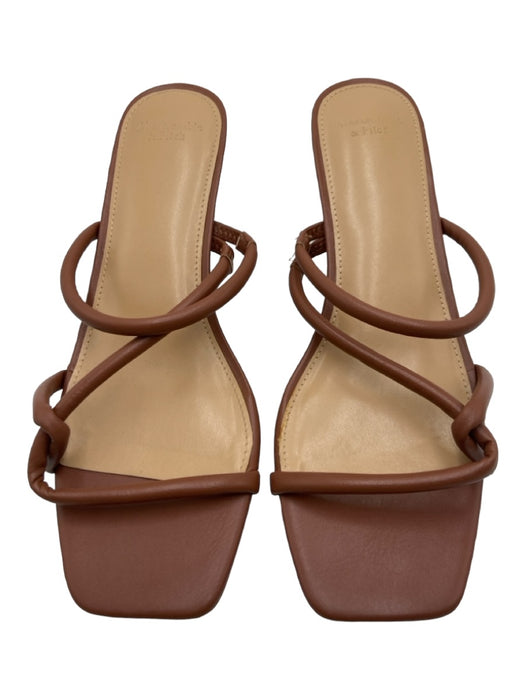 Abercrombie & Fitch Shoe Size 8.5 Brown Polyurethane Open Toe & Heel Twist Pumps Brown / 8.5