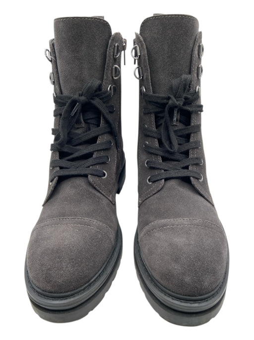 Andre Assous Shoe Size 8 Dark Gray Suede round toe lace up Side Zip Booties Dark Gray / 8