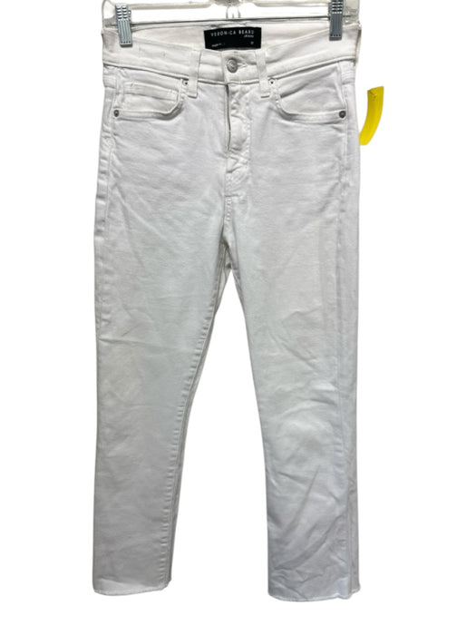 Veronica Beard Jeans Size 27 White Cotton Denim Frayed Hem High Rise Jeans White / 27