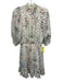 Joie Size S White, Green, Pink Metallic Thread Floral 3/4 Sleeve Mini Dress White, Green, Pink / S