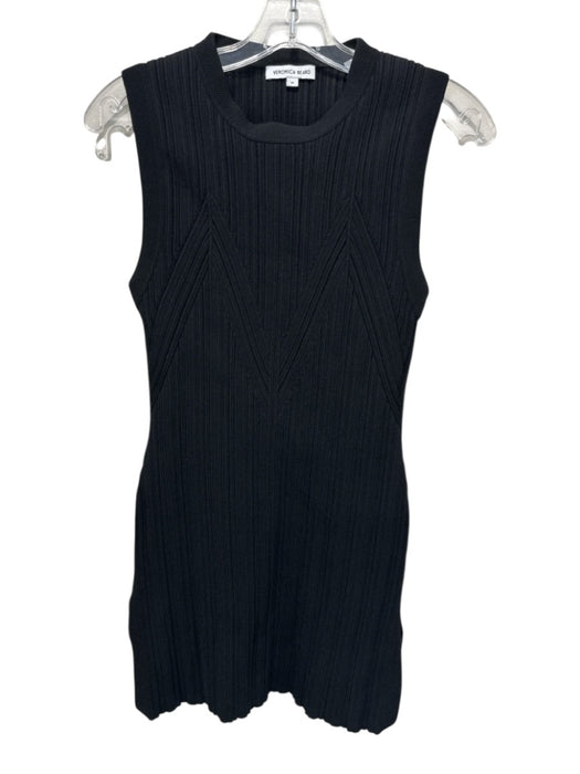 Veronica Beard Size M Black Viscose Blend Sleeveless Ribbed Mini Bodycon Dress Black / M