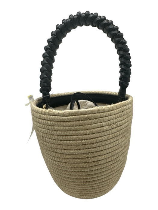 Cesta Collective Tan & black Straw Leather Woven Top Handle Bucket Bag Tan & black / S