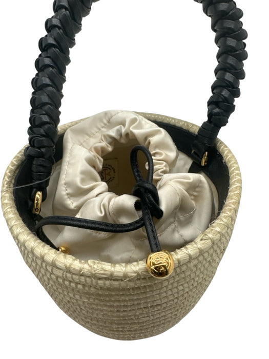 Cesta Collective Tan & black Straw Leather Woven Top Handle Bucket Bag Tan & black / S