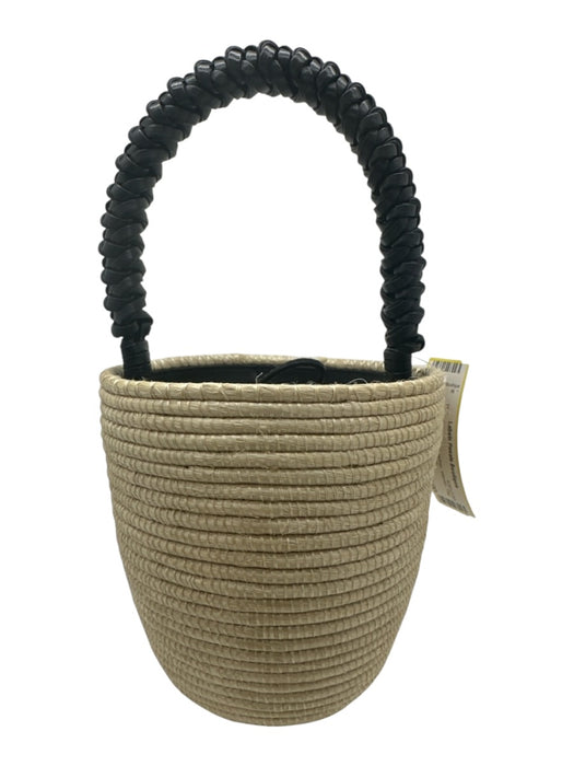 Cesta Collective Tan & black Straw Leather Woven Top Handle Bucket Bag Tan & black / S